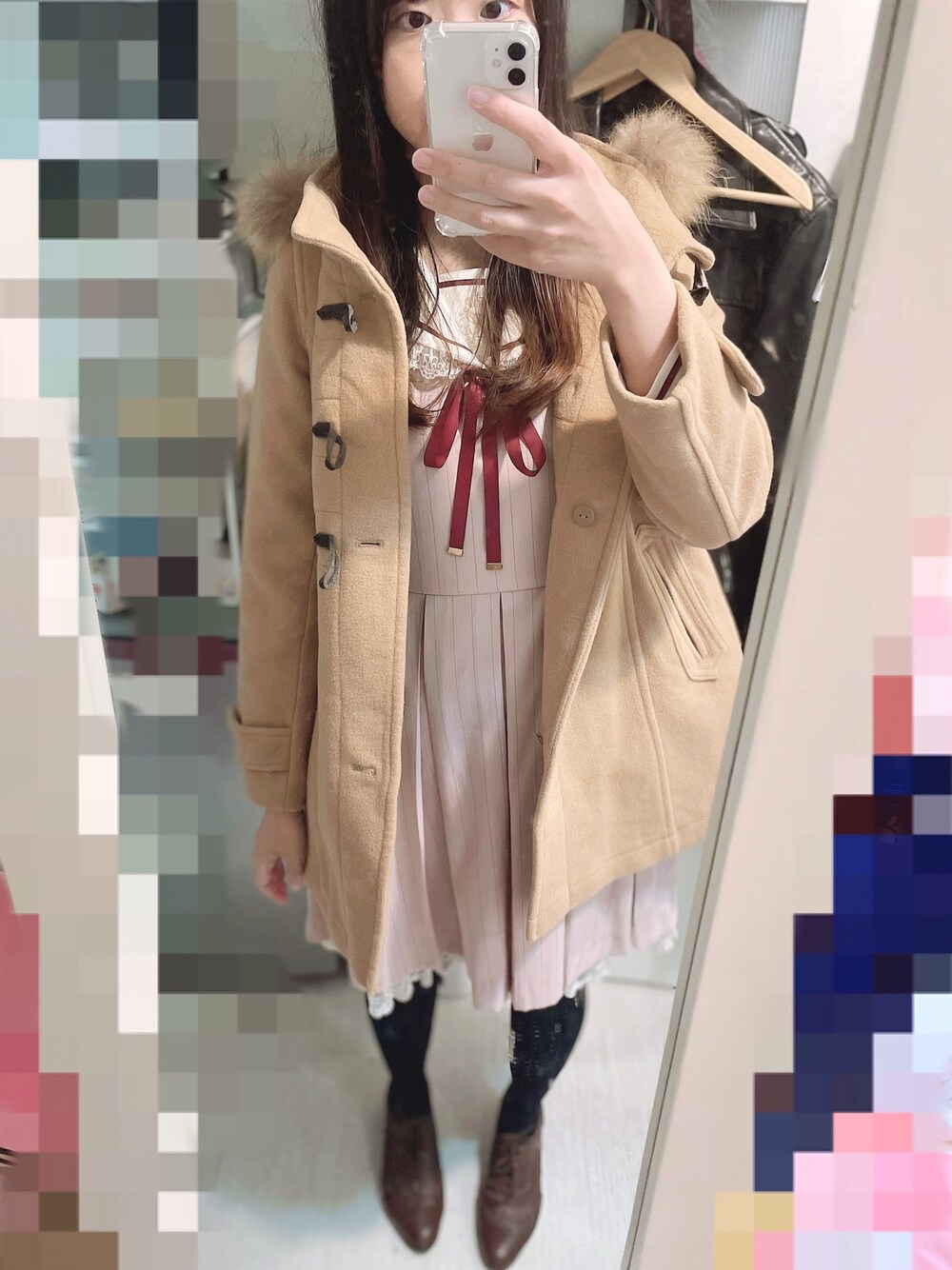「Secret Honeyのレースフリルセーラーワンピース（ワンピース、ピンク系）」を使った、六さん（レディース・165cm）の冬コーディネートの1枚目の写真