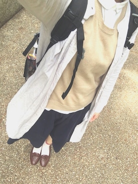 「Crisp（クリスプ）のアイテム（ローファー、ブラウン系）」を使った、sayuさん（レディース・156cm）の春コーディネート