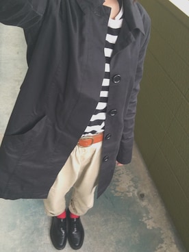 「無印良品（ムジルシリョウヒン）のアイテム（Tシャツ/カットソー、ホワイト系）」を使った、sayuさん（レディース・156cm）の春コーディネート