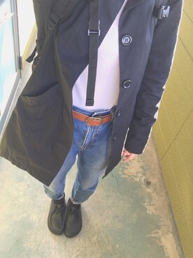 「Kastane（カスタネ）のリブクルーネックプルオーバー（Tシャツ/カットソー、ピンク系）」を使った、sayuさん（レディース・156cm）の春コーディネート