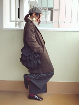 「Samansa Mos2 blue（サマンサモスモスブルー）のアイテム（チェスターコート）」を使った、neneさん（レディース・160cm）の秋コーディネート