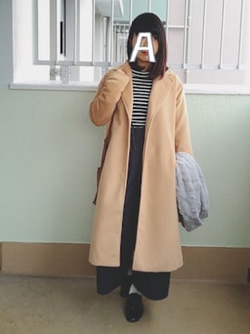 「Samansa Mos2 blue（サマンサモスモスブルー）のアイテム（チェスターコート）」を使った、neneさん（レディース・160cm）の冬コーディネート
