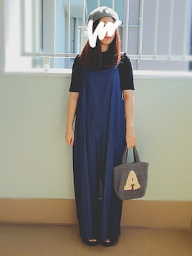 「ベレー帽推奨委員会」｜「アイテム（オールインワン・サロペット）」を使った、neneさん（レディース・160cm）の秋コーディネート