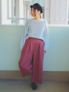 「フェザー」｜「アイテム（キャスケット）」を使った、neneさん（レディース・160cm）の冬コーディネート