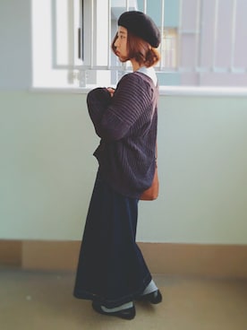 「Samansa Mos2 blue（サマンサモスモスブルー）のアイテム（ハンチング/ベレー帽）」を使った、neneさん（レディース・160cm）の冬コーディネート