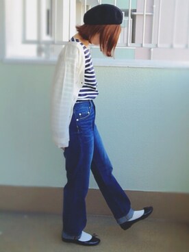 「Samansa Mos2 blue（サマンサモスモスブルー）のアイテム（ハンチング/ベレー帽）」を使った、neneさん（レディース・160cm）の冬コーディネート