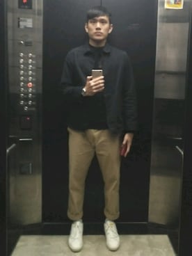 「blue」｜「アイテム（その他アウター）」を使った、Michaelyangさん（メンズ・176cm）の冬コーディネート