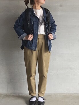 「AS KNOW AS plus（アズノゥアズプラス）のアイテム（チノパンツ）」を使った、⁑⁑ぁぃ⁑⁑さん（レディース・157cm）の春コーディネート