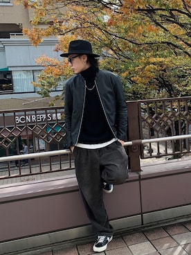 「H&M（エイチ・アンド・エム）のアイテム（ハット）」を使った、shugoJSBさん（メンズ・180cm）の秋コーディネート