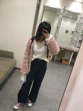 「AS KNOW AS PINKY（アズノゥアズピンキー）のアイテム（ブルゾン）」を使った、あやのさん（レディース・158cm）の秋コーディネート