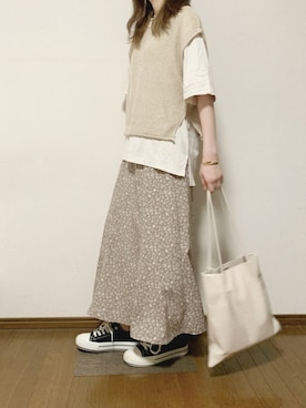 「アイテム（ベスト）」を使った、ayu.さん（レディース・160cm）の夏コーディネート