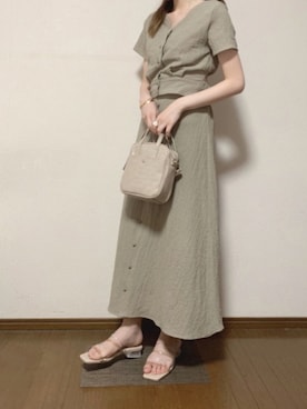 「クリアサンダル」｜「アイテム（セットアップ）」を使った、ayu.さん（レディース・160cm）の夏コーディネート