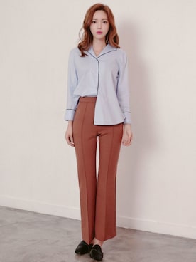 「オルチャンファッション」｜「アイテム（スラックス）」を使った、chlodmanonさん（レディース・167cm）の春コーディネート
