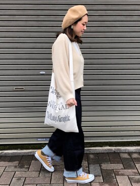 「TODAYFUL（トゥデイフル）のVintageトートバッグ（トートバッグ）」を使った、MIHOさん（レディース・152cm）の春コーディネート