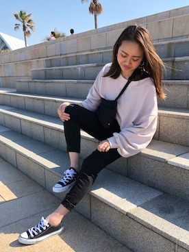 「CONVERSE（コンバース）のconverse（コンバース） ALL STAR OX（オールスターOX）（スニーカー）」を使った、MIHOさん（レディース・152cm）の春コーディネート