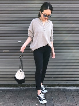 「CONVERSE（コンバース）のconverse（コンバース） ALL STAR OX（オールスターOX）（スニーカー）」を使った、MIHOさん（レディース・152cm）の春コーディネート