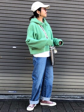「SHIPS（シップス）のChampion(チャンピオン): SHIPS AUTHENTIC PRODUCTS 別注 LOWキャップ■（キャップ）」を使った、MIHOさん（レディース・152cm）の秋コーディネート