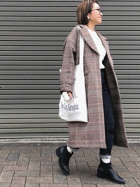 「TODAYFUL（トゥデイフル）のVintageトートバッグ（トートバッグ）」を使った、MIHOさん（レディース・152cm）の冬コーディネート