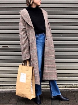 「ZOZO」｜「アイテム（チェスターコート）」を使った、MIHOさん（レディース・152cm）の冬コーディネート