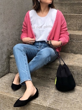 「ZOZO（ゾゾ）のスリムテーパードデニムパンツ［WOMEN］（デニムパンツ）」を使った、MIHOさん（レディース・152cm）の春コーディネート