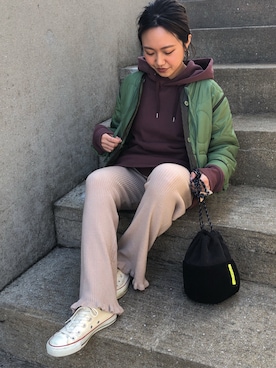 「RED CHOP WORKS（レッドチョップワークス）のアイテム（ジャケット/アウター）」を使った、MIHOさん（レディース・152cm）の春コーディネート