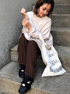 「TODAYFUL（トゥデイフル）のVintageトートバッグ（トートバッグ）」を使った、MIHOさん（レディース・152cm）の春コーディネート