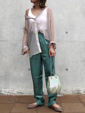 「アイテム（ブラジャー、ホワイト系）」を使った、MIHOさん（レディース・152cm）の秋コーディネート