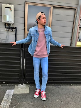 「H&M（エイチ・アンド・エム）のアイテム（スウェット）」を使った、®さん（メンズ・173cm）の春コーディネート