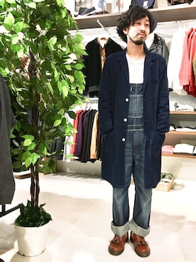「ショップコート」｜「アイテム（オールインワン・サロペット）」を使った、GRAND GLOBAL松本店さん（メンズ・175cm）の秋コーディネート