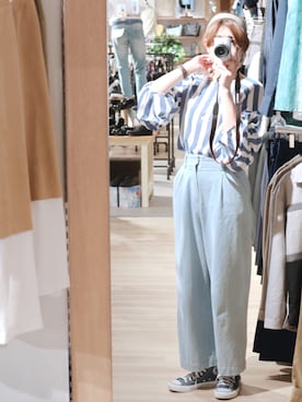 「HVC（エイチブイシー）のアイテム（パンツ）」を使った、GRAND GLOBAL松本店さん（レディース・165cm）の春コーディネート