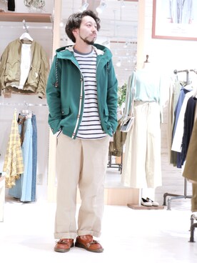 「HVC（エイチブイシー）のアイテム（ジャケット/アウター）」を使った、GRAND GLOBAL松本店さん（メンズ・175cm）の春コーディネート