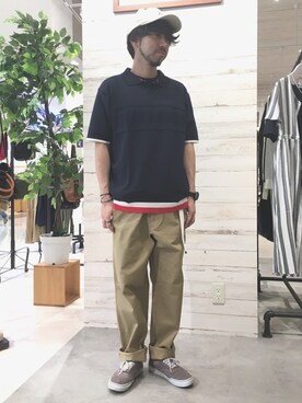 「HVC（エイチブイシー）のアイテム（パンツ）」を使った、GRAND GLOBAL松本店さん（メンズ・175cm）の春コーディネート