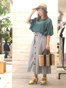 「HVC（エイチブイシー）のアイテム」を使った、GRAND GLOBAL松本店さん（レディース・160cm）の夏コーディネート