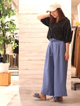 「HVC（エイチブイシー）のアイテム（パンツ）」を使った、GRAND GLOBAL松本店さん（レディース・158cm）の夏コーディネート