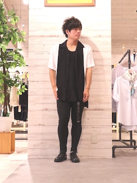 「HVC（エイチブイシー）のアイテム（パンツ）」を使った、GRAND GLOBAL松本店さん（メンズ・175cm）の夏コーディネート