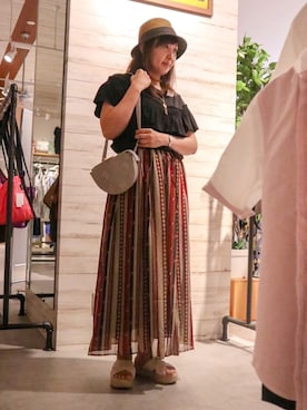「HVC（エイチブイシー）のアイテム」を使った、GRAND GLOBAL松本店さん（レディース・155cm）の夏コーディネート