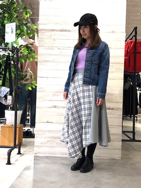 「レトロ」｜「アイテム（デニムジャケット）」を使った、GRAND GLOBAL松本店さん（メンズ・175cm）の冬コーディネート