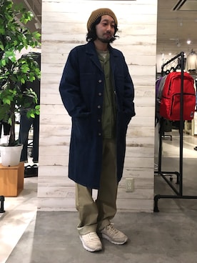 「ショップコート」｜「アイテム（デニムジャケット）」を使った、GRAND GLOBAL松本店さん（メンズ・175cm）の春コーディネート