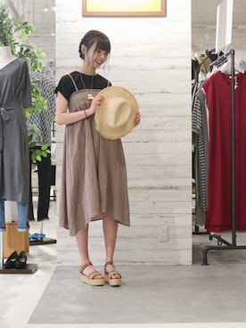 「茶色」｜GRAND GLOBAL松本店さん（レディース・165cm）の夏コーディネート