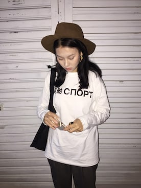 「Gosha Rubchinskiy（ゴーシャラブチンスキー）のアイテム」を使った、プラントさん（レディース・167cm）の夏コーディネート