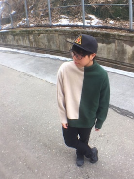 「OBEY」｜「アイテム（帽子）」を使った、suminさん（メンズ・168cm）の冬コーディネート