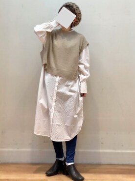 「ベスト×ワンピース」｜𝕁𝕚𝕚𝕚𝕚𝕚ℕ𝔸さん（レディース・153cm）の春コーディネート