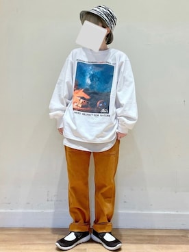 「RAG MACHINE（ラグマシーン）のアイテム（ハット）」を使った、𝕁𝕚𝕚𝕚𝕚𝕚ℕ𝔸さん（レディース・153cm）の春コーディネート