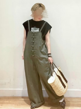 「RAG MACHINE（ラグマシーン）のアイテム（サロペット/オーバーオール）」を使った、𝕁𝕚𝕚𝕚𝕚𝕚ℕ𝔸さん（レディース・153cm）の夏コーディネート