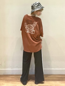 「RAG MACHINE（ラグマシーン）のアイテム（ハット）」を使った、𝕁𝕚𝕚𝕚𝕚𝕚ℕ𝔸さん（レディース・153cm）の夏コーディネート