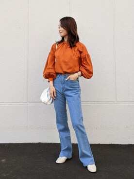 Tシャツ カットソー オレンジ系 を使ったレディース人気ファッションコーディネート Wear