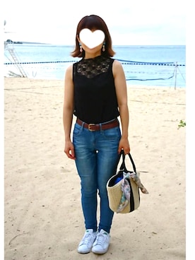 「DURAS（デュラス）のアイテム（バッグ）」を使った、さやか【相互フォロー】さん（レディース・153cm）の夏コーディネート