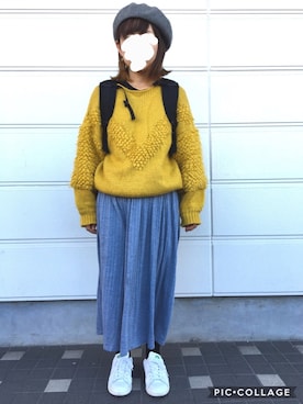 「earth music&ecology（アースミュージックアンドエコロジー）のカットプリーツスカーチョ（その他パンツ）」を使った、さやか【相互フォロー】さん（レディース・153cm）の冬コーディネート