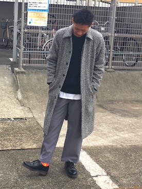 「アニエスベー」｜「アイテム（その他アウター）」を使った、八木 敬太さん（メンズ・172cm）の冬コーディネート