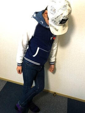 「Little Marc Jacobs（リトルマークジェイコブス）のアイテム（ジャケット/アウター）」を使った、zigeさん（キッズ・142cm）の冬コーディネート